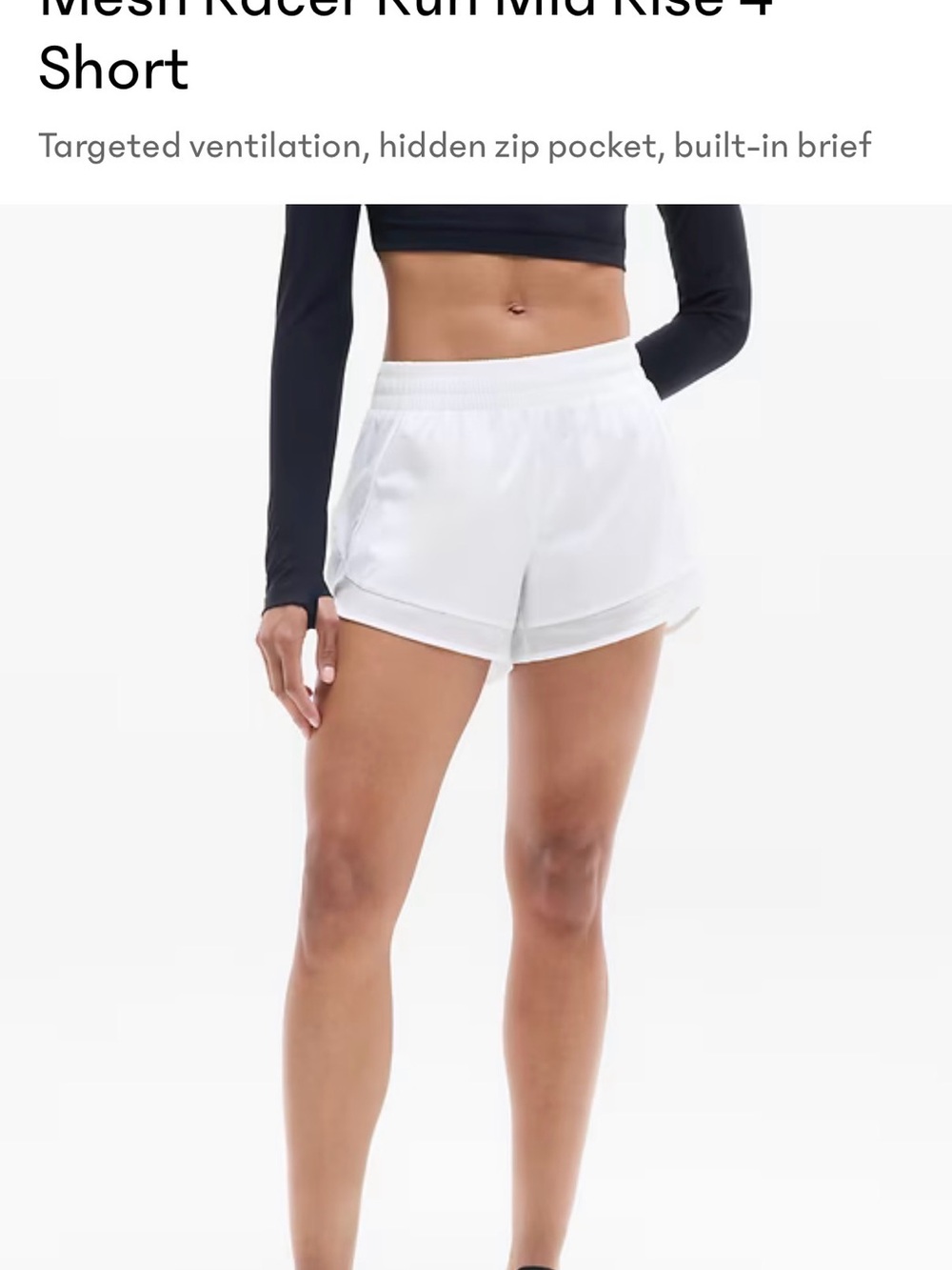 Women's White Mid-Rise Mesh Runner Shorts